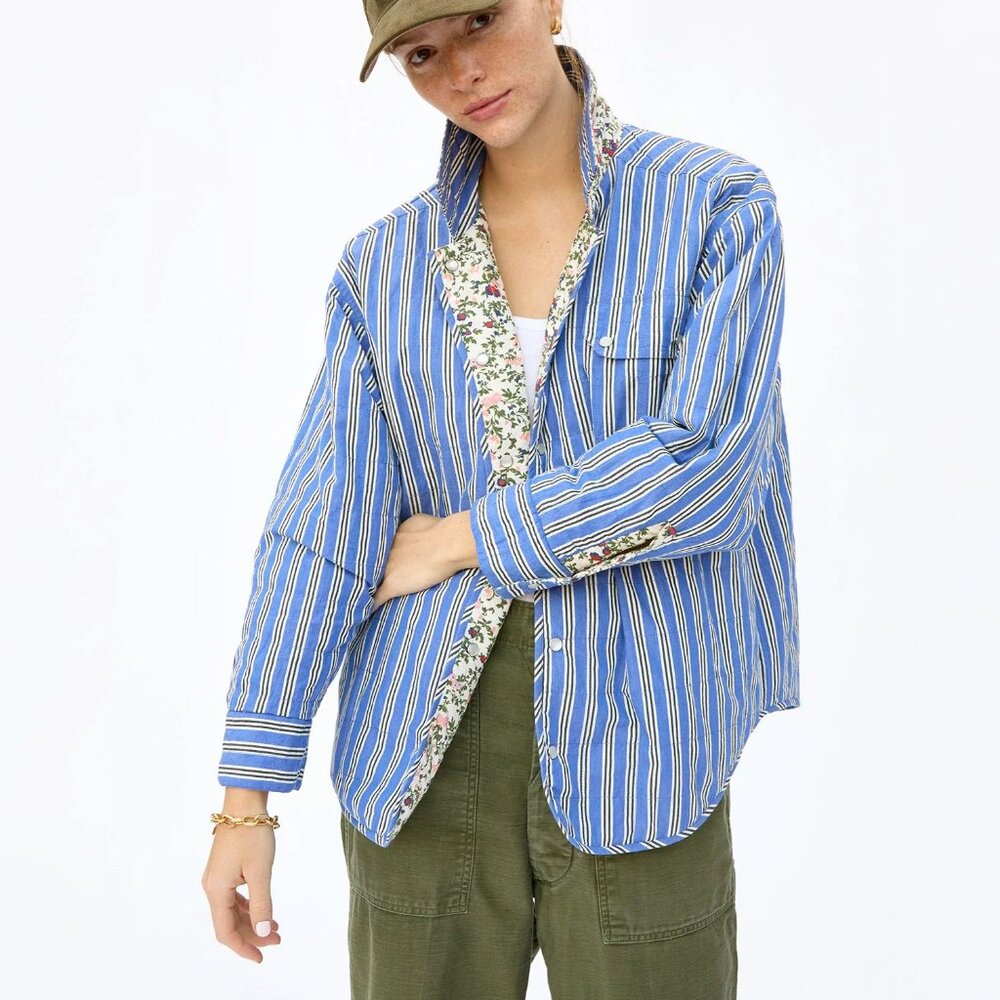 Clare V. Quilted Jacque Jacket (Ditsy Floral & Maroq Stripe - XL/XXL) (NWOT)